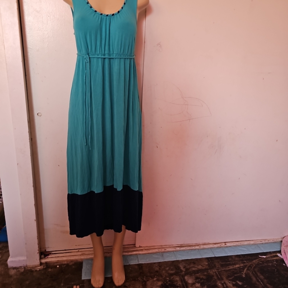 Liz Lange Teal and Black Maxi Dress